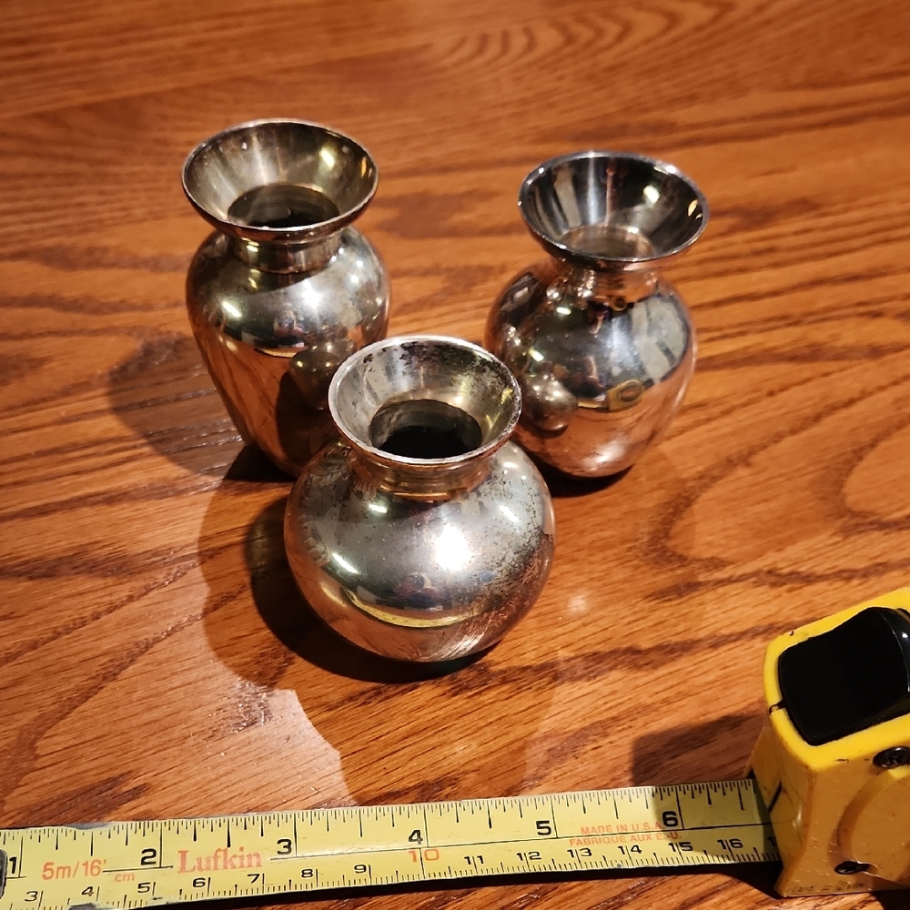 Two's Company Vintage Silver Vase Trio